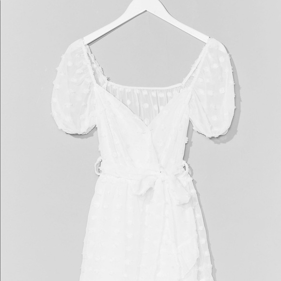 Nasty Gal Dresses & Skirts - Nasty Gal Ruffle Hem Tie Waist Dobby Mesh Dress